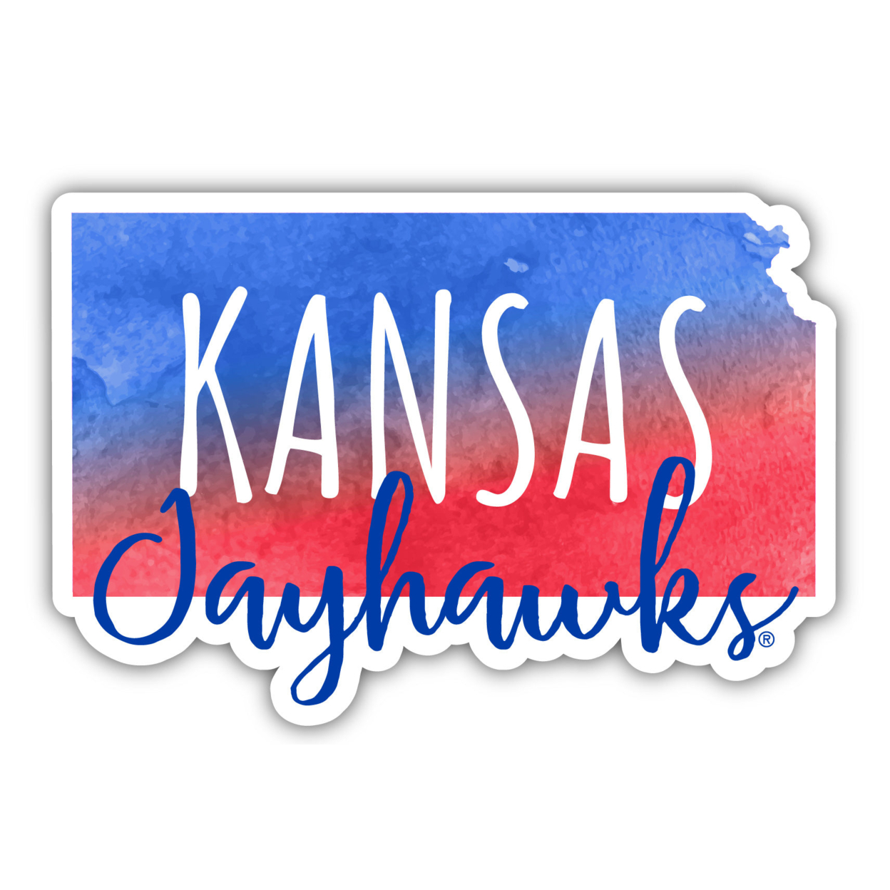 Kansas Jayhawks Watercolor State Die Cut Decal 2-Inch