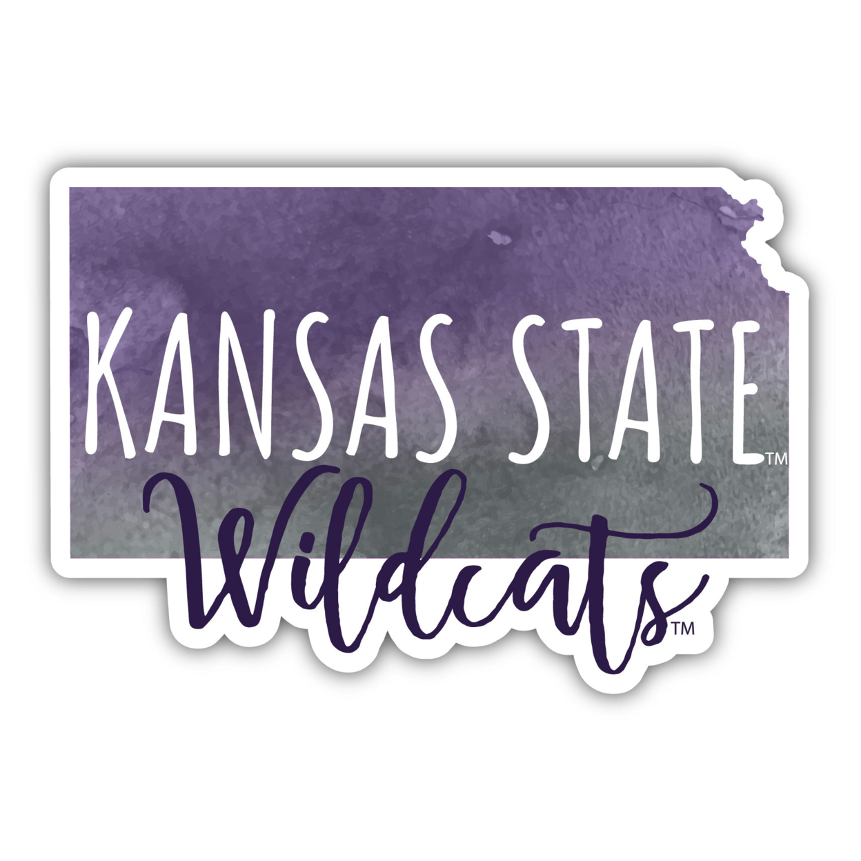 Kansas State Wildcats Watercolor State Die Cut Decal 2-Inch