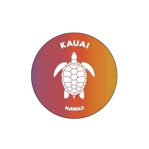 Kauai Hawaii 4 Round Decal Turtle Design