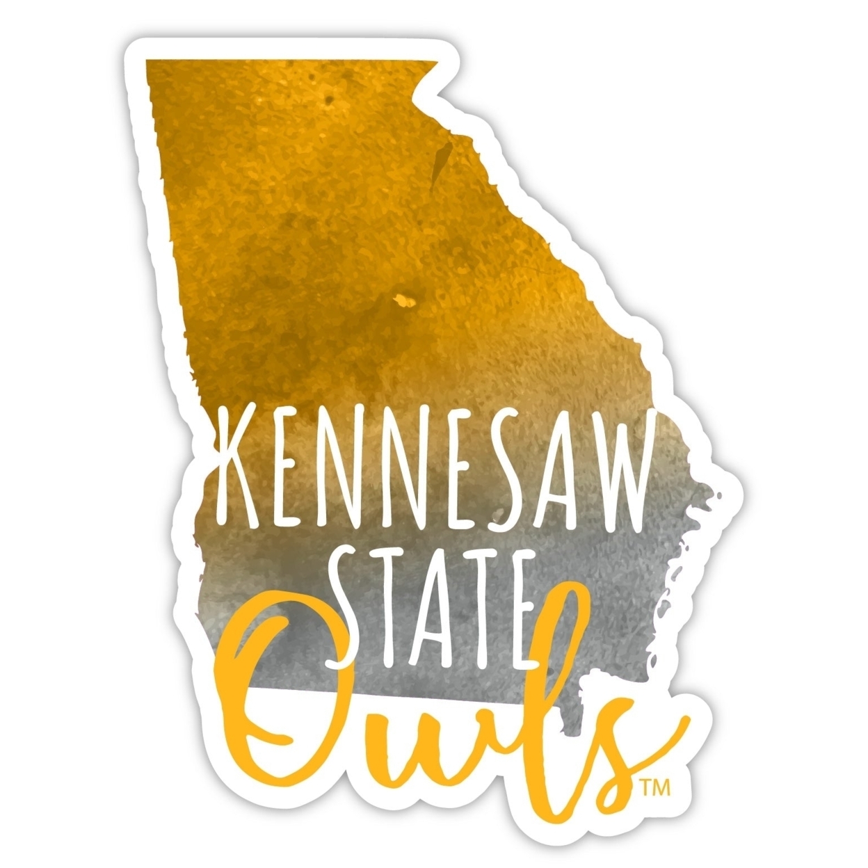 Kennesaw State University Watercolor State Die Cut Decal 4-Inch