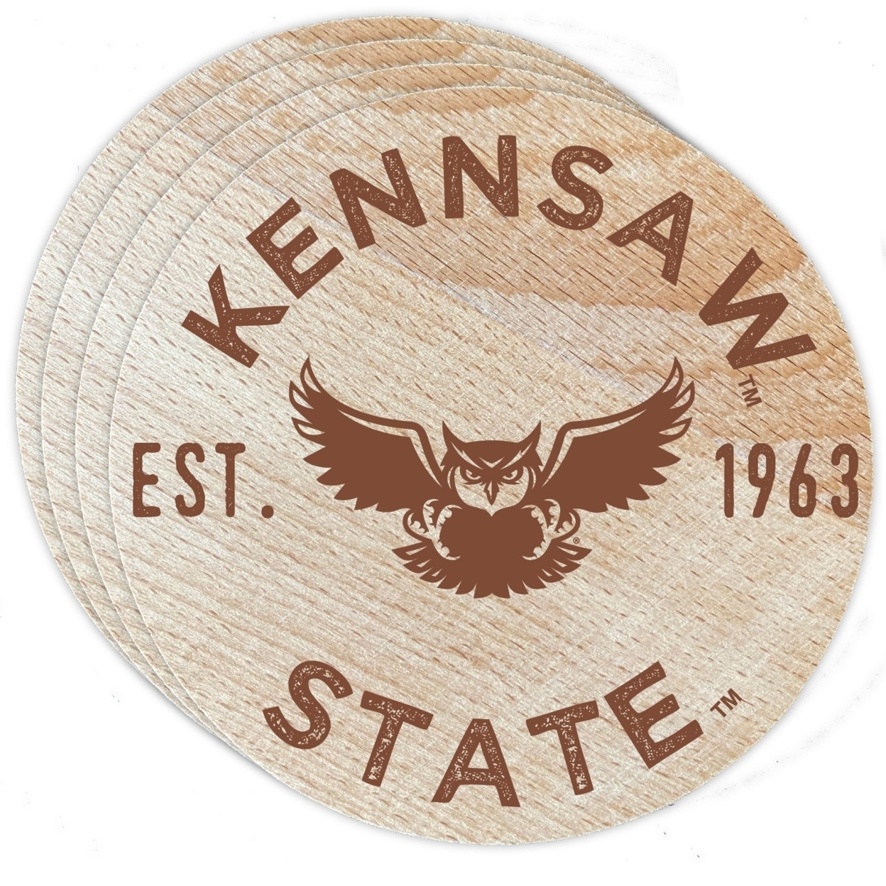 Kennesaw State University Wood Coaster Engraved 4 Pack