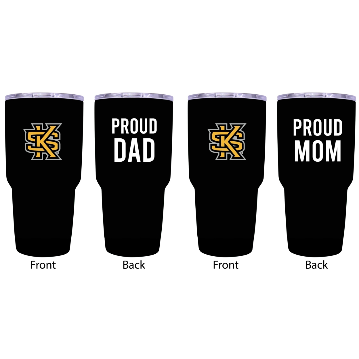 Kennesaw State Unviersity Proud Mom And Dad 24 Oz Insulated Stainless Steel Tumblers 2 Pack Black.