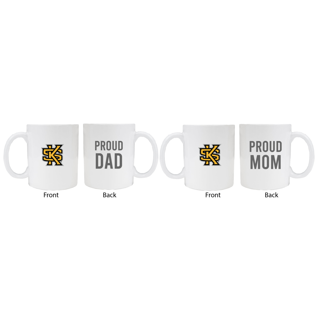Kennesaw State Unviersity Proud Mom And Dad White Ceramic Coffee Mug 2 Pack (White).