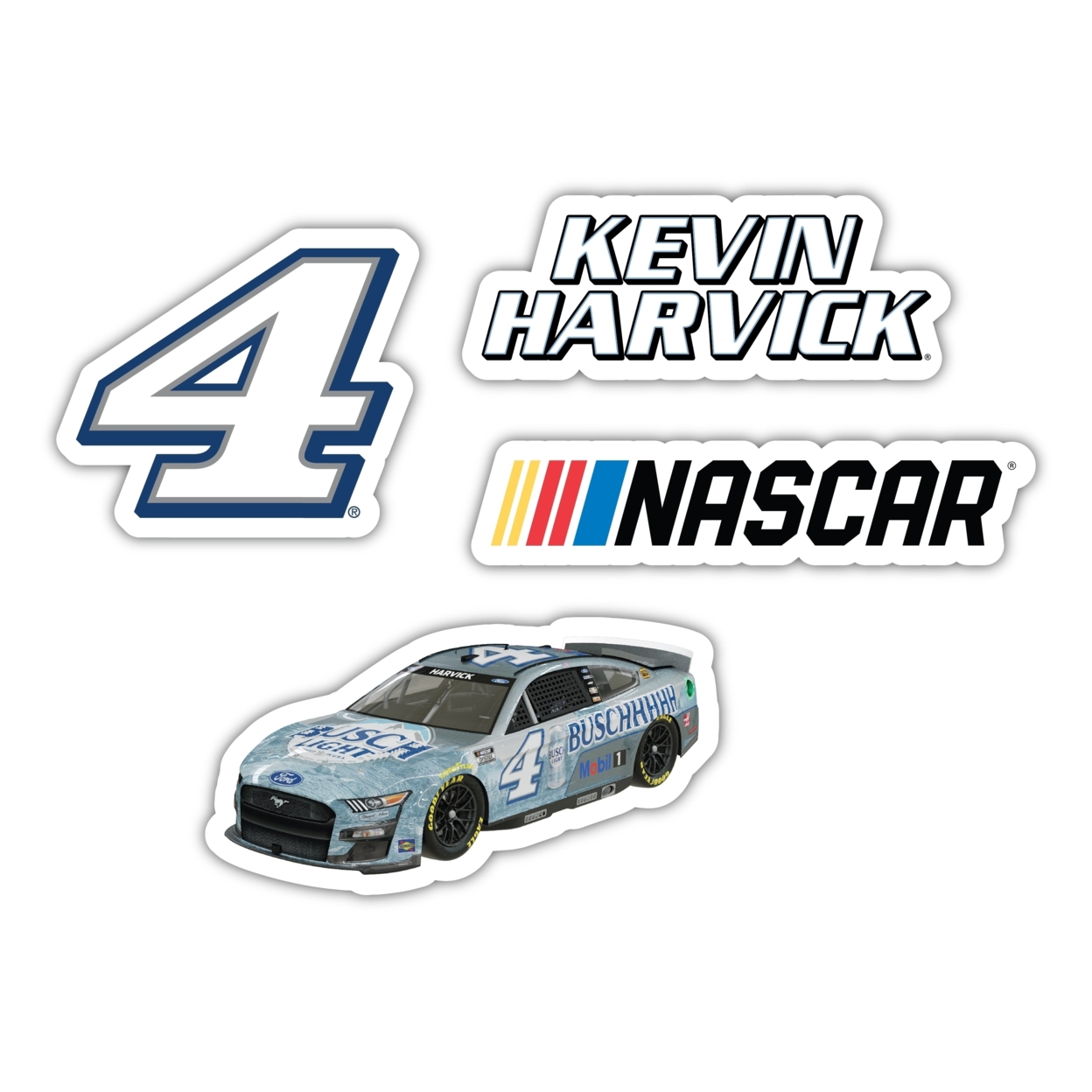 Kevin Harvick #4 NASCAR Cup Series 4 Pack Laser Cut Decal