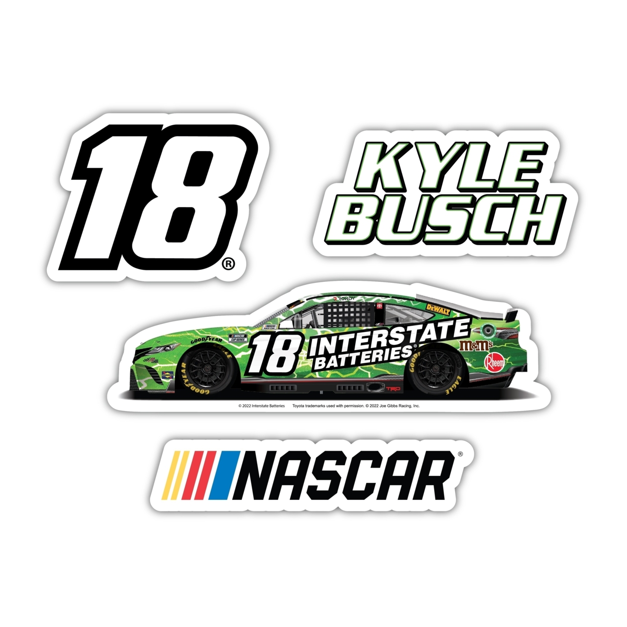 Kyle Busch #18 NASCAR Cup Series 4 Pack Laser Cut Decal
