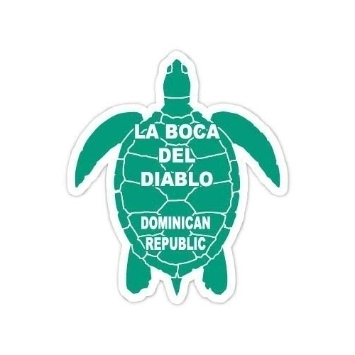La Boca Del Diablo Dominican Republic 4 Inch Green Turtle Shape Decal Sticker