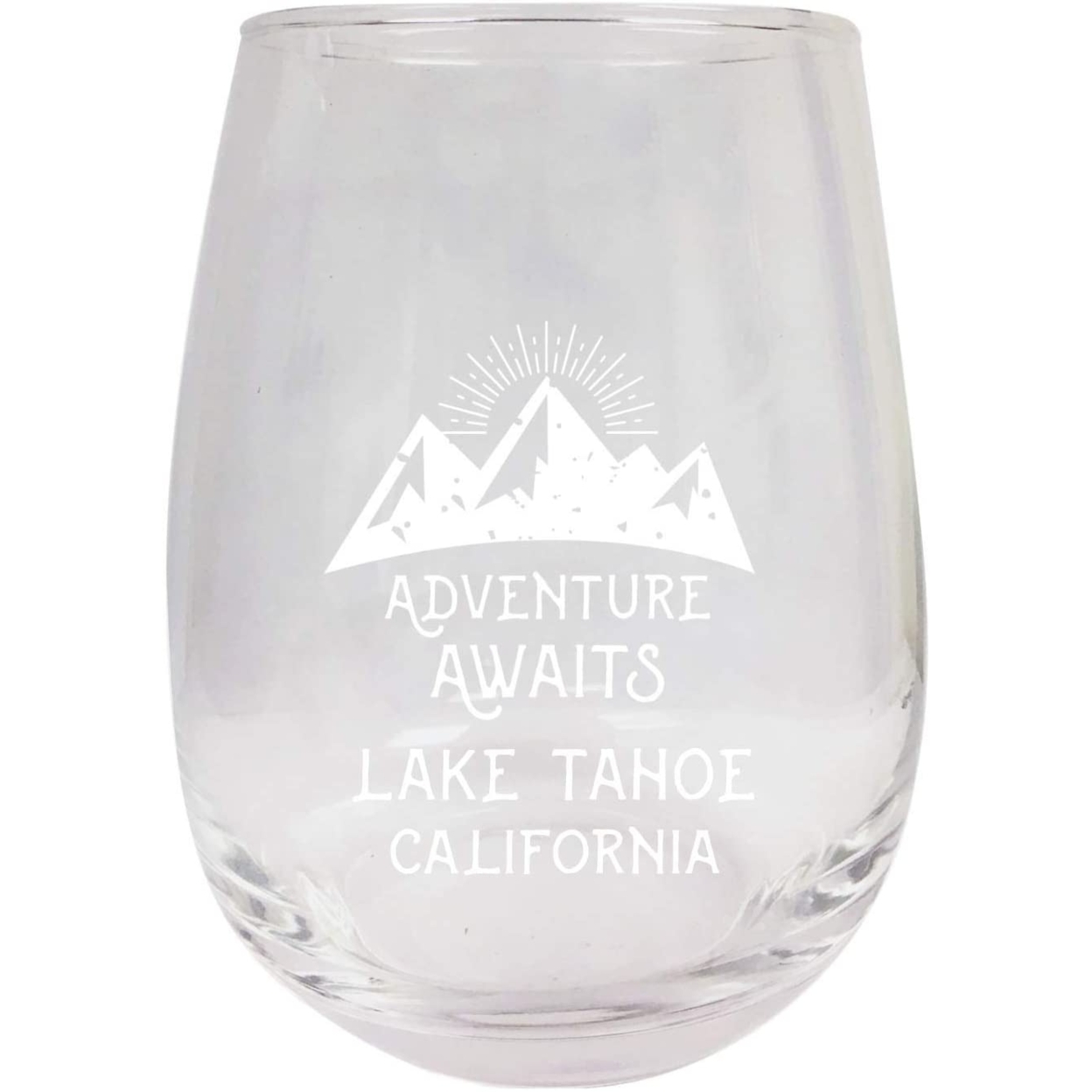Lake Tahoe California Souvenir 9 Ounce Laser Engraved Stemless Wine Glass Adventure Awaits Design 2-Pack