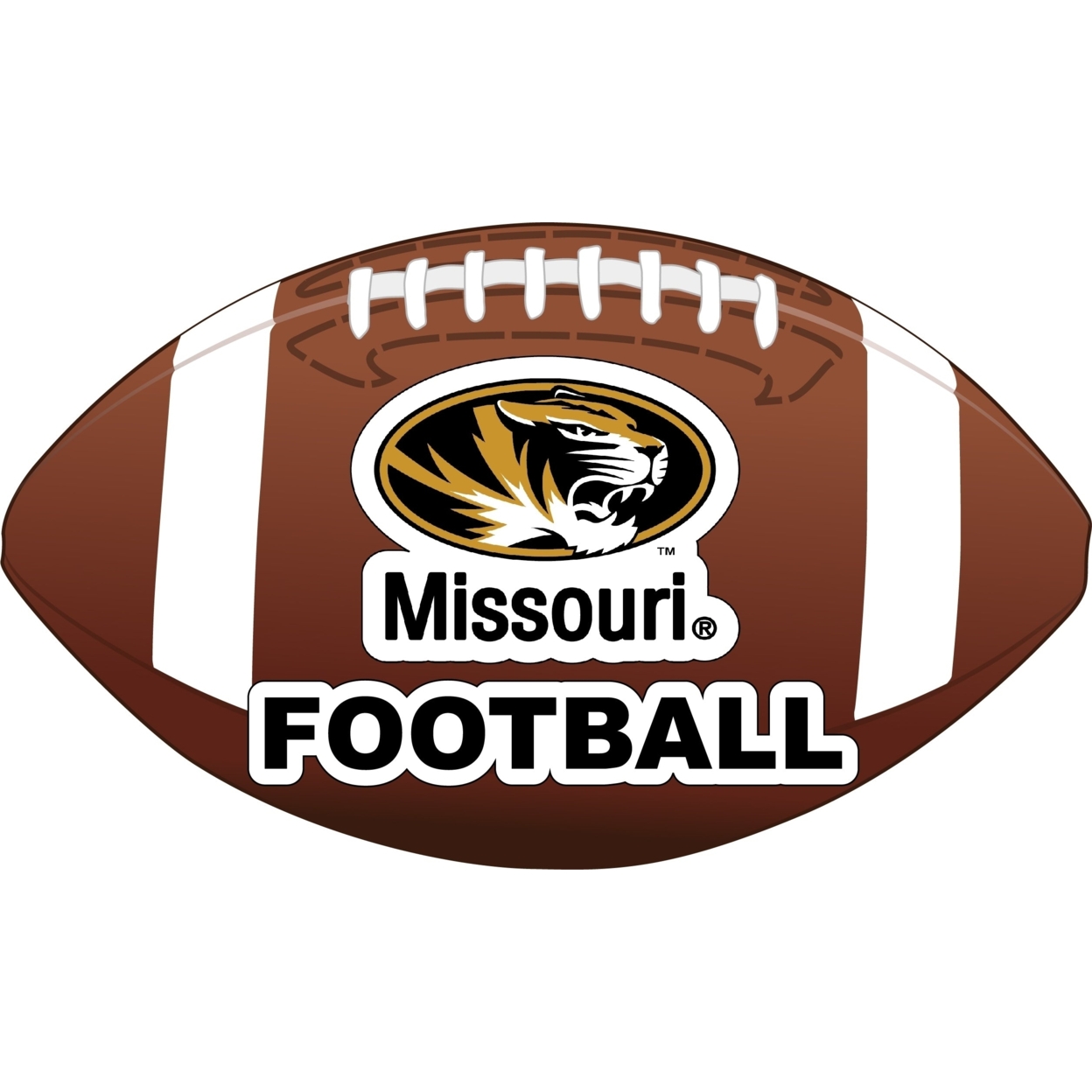 Missouri Tigers 4-Inch Round Football Vinyl Decal Sticker