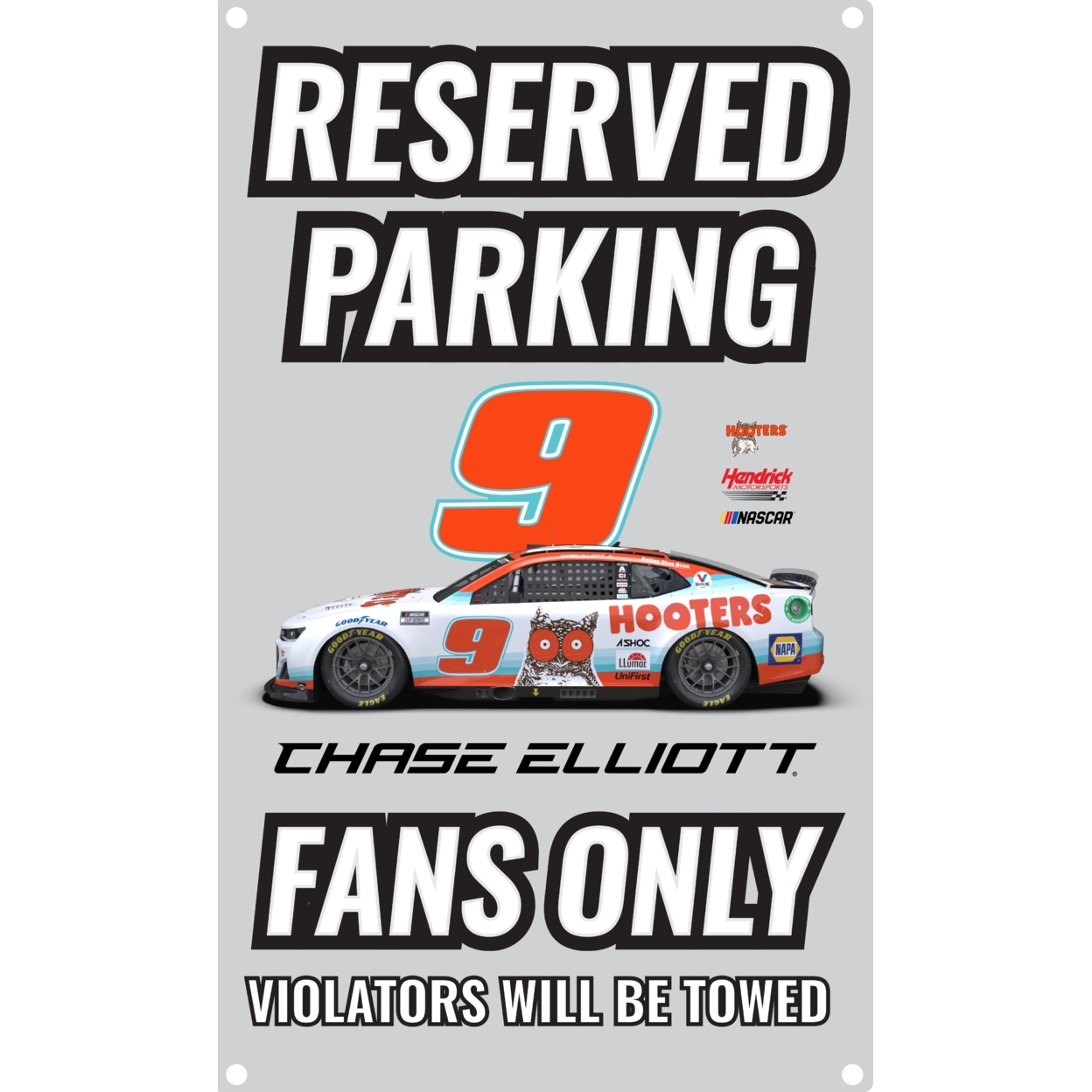 R And R Imports Nascar #9 Chase Elliott Hooters No Parking Metal Sign New For 2022
