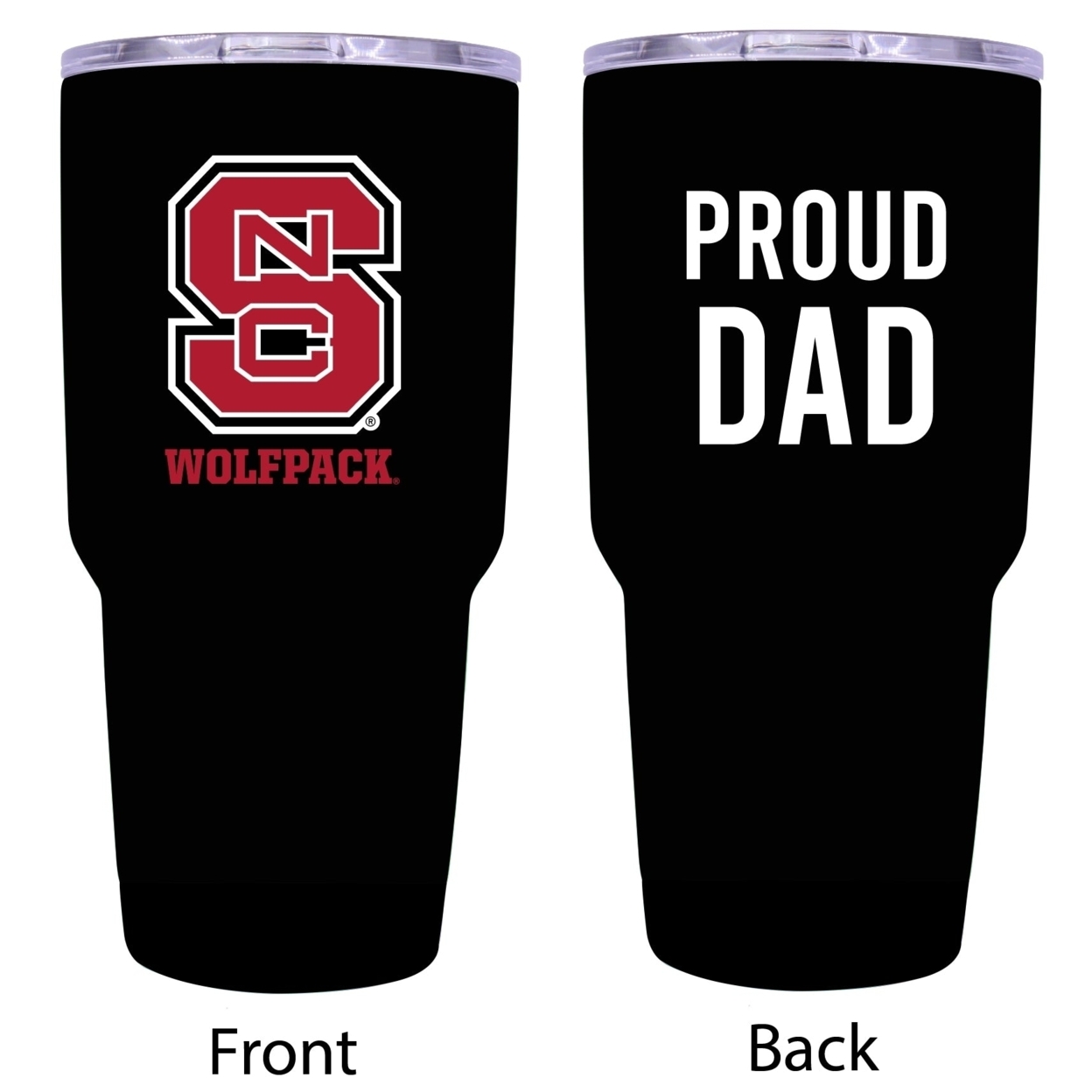 R And R Imports NC State Wolfpack Proud Dad 24 Oz Insulated Stainless Steel Tumblers Black.