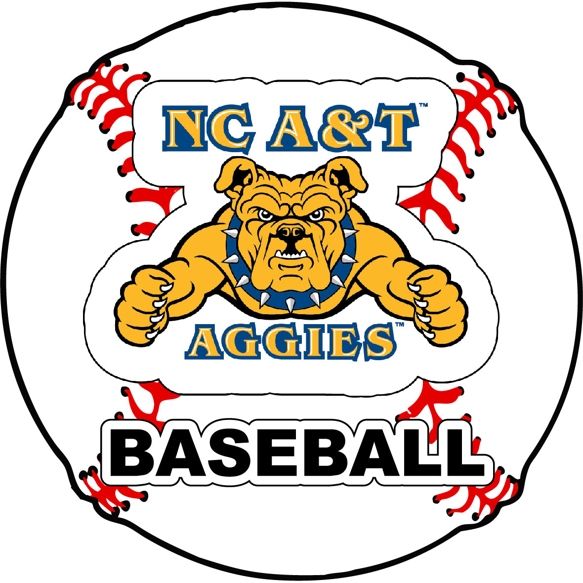 North Carolina A&T State Aggies 4-Inch Round Baseball Vinyl Decal Sticker