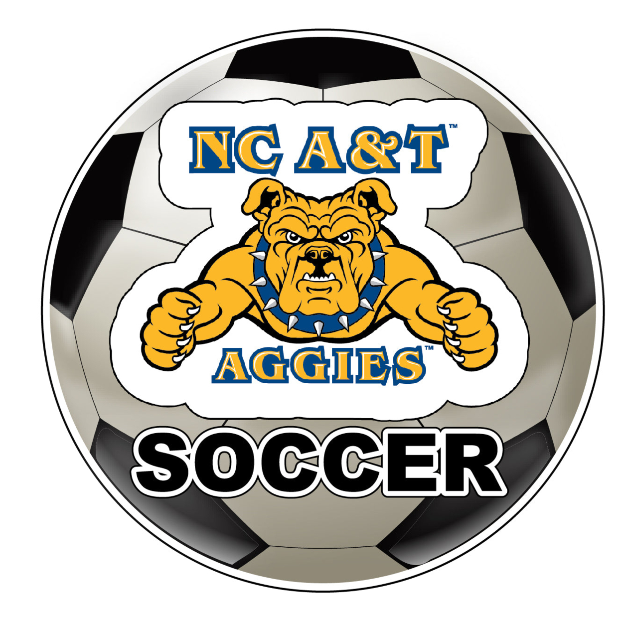 North Carolina A&T State Aggies 4-Inch Round Soccer Ball Vinyl Decal Sticker