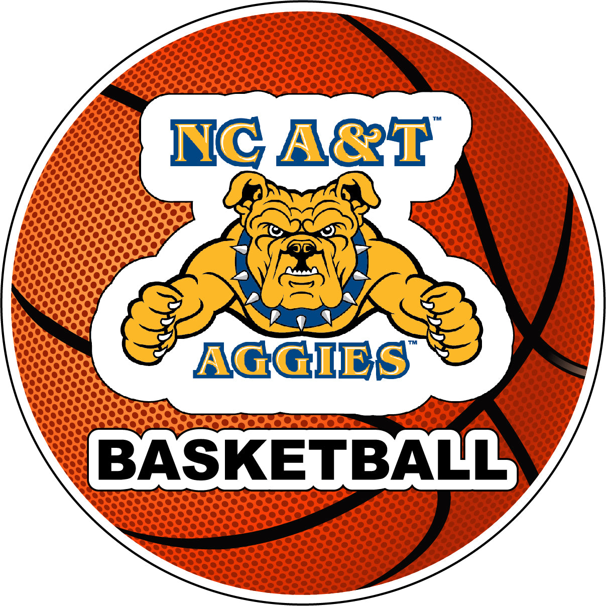 North Carolina A&T State Aggies 4-Inch Round Basketball Vinyl Decal Sticker