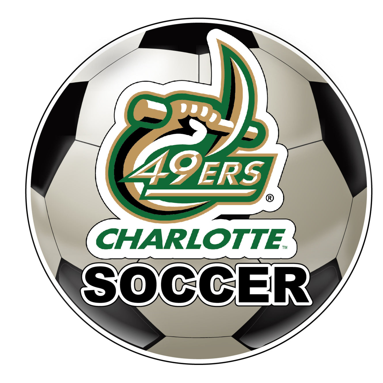 North Carolina Charlotte Forty-Niners 4-Inch Round Soccer Ball Vinyl Decal Sticker