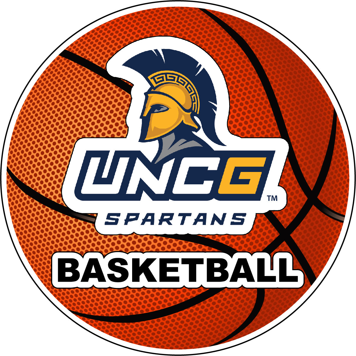 North Carolina Greensboro Spartans 4-Inch Round Basketball Vinyl Decal Sticker