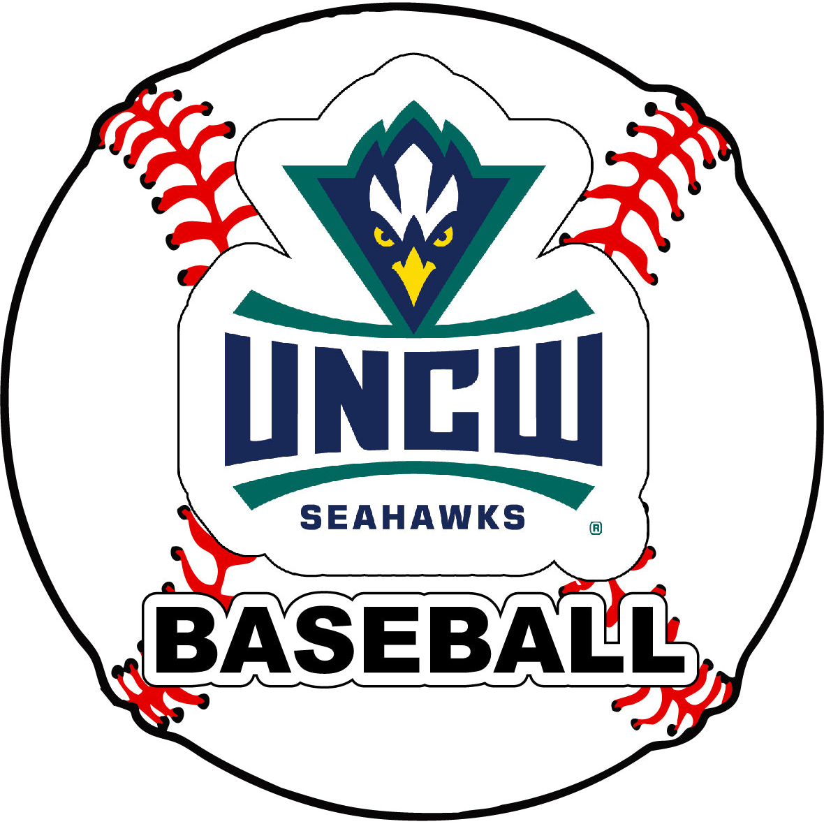 North Carolina Wilmington Seahawks 4-Inch Round Baseball Vinyl Decal Sticker