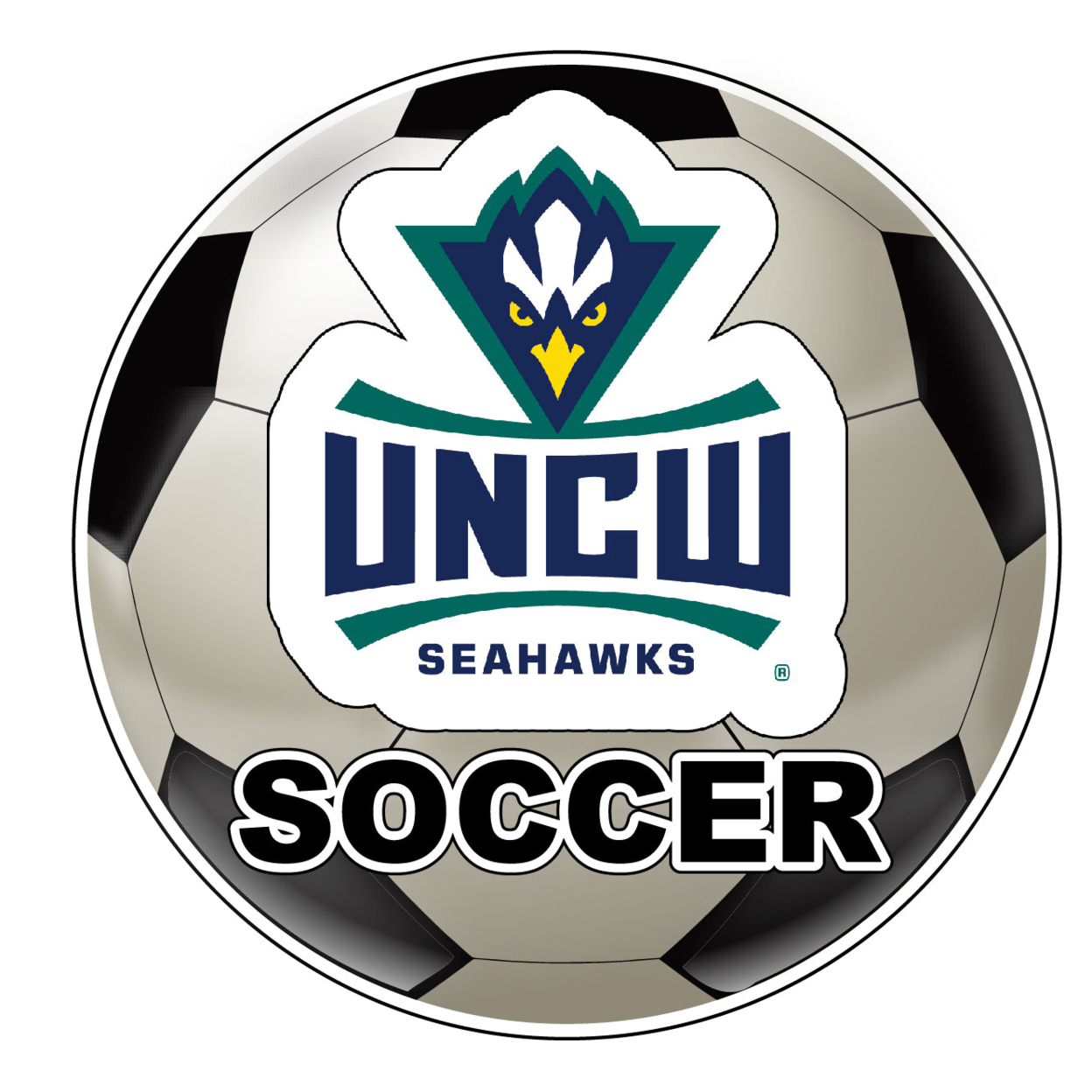 North Carolina Wilmington Seahawks 4-Inch Round Soccer Ball Vinyl Decal Sticker