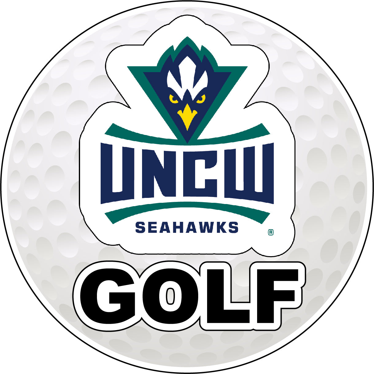North Carolina Wilmington Seahawks 4-Inch Round Golf Ball Vinyl Decal Sticker