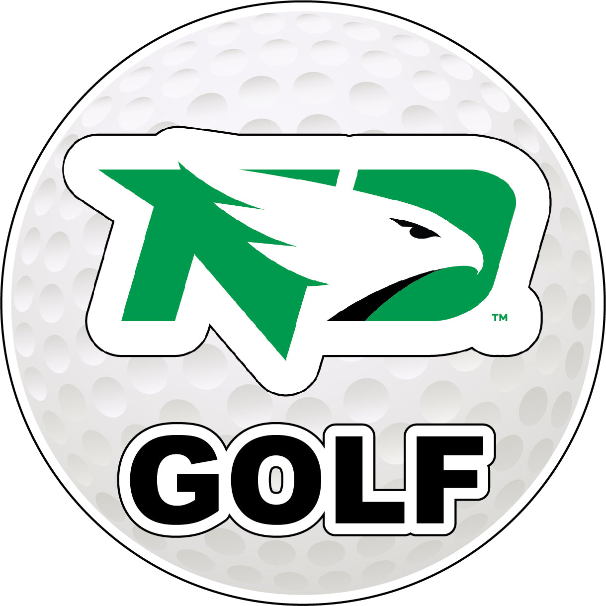 North Dakota Fighting Hawks 4-Inch Round Golf Ball Vinyl Decal Sticker