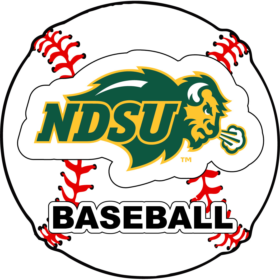 North Dakota State Bison 4-Inch Round Baseball Vinyl Decal Sticker