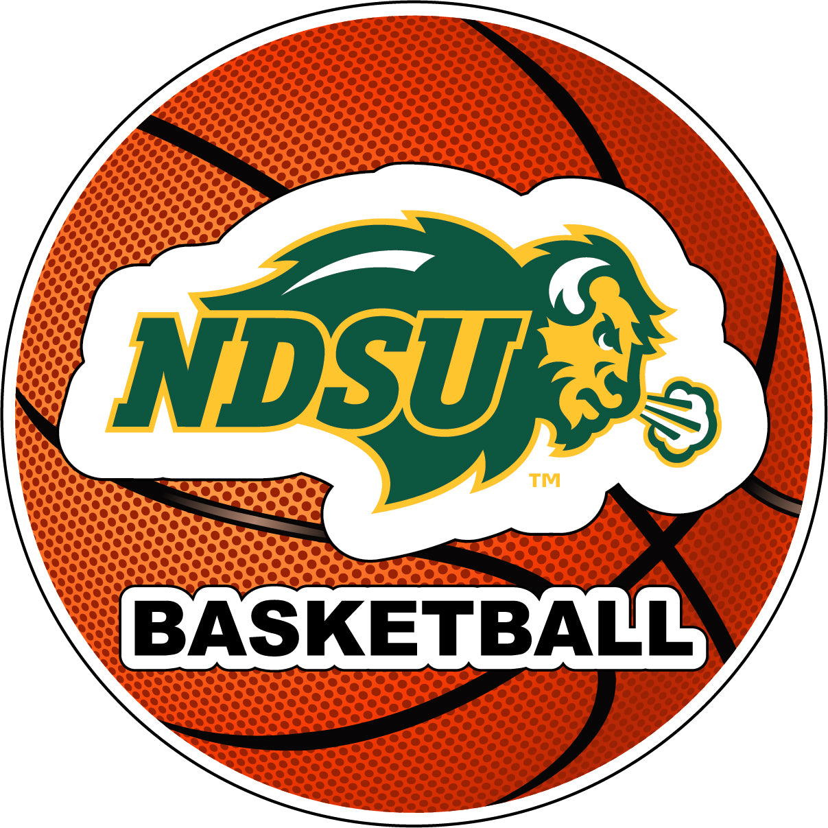 North Dakota State Bison 4-Inch Round Basketball Vinyl Decal Sticker