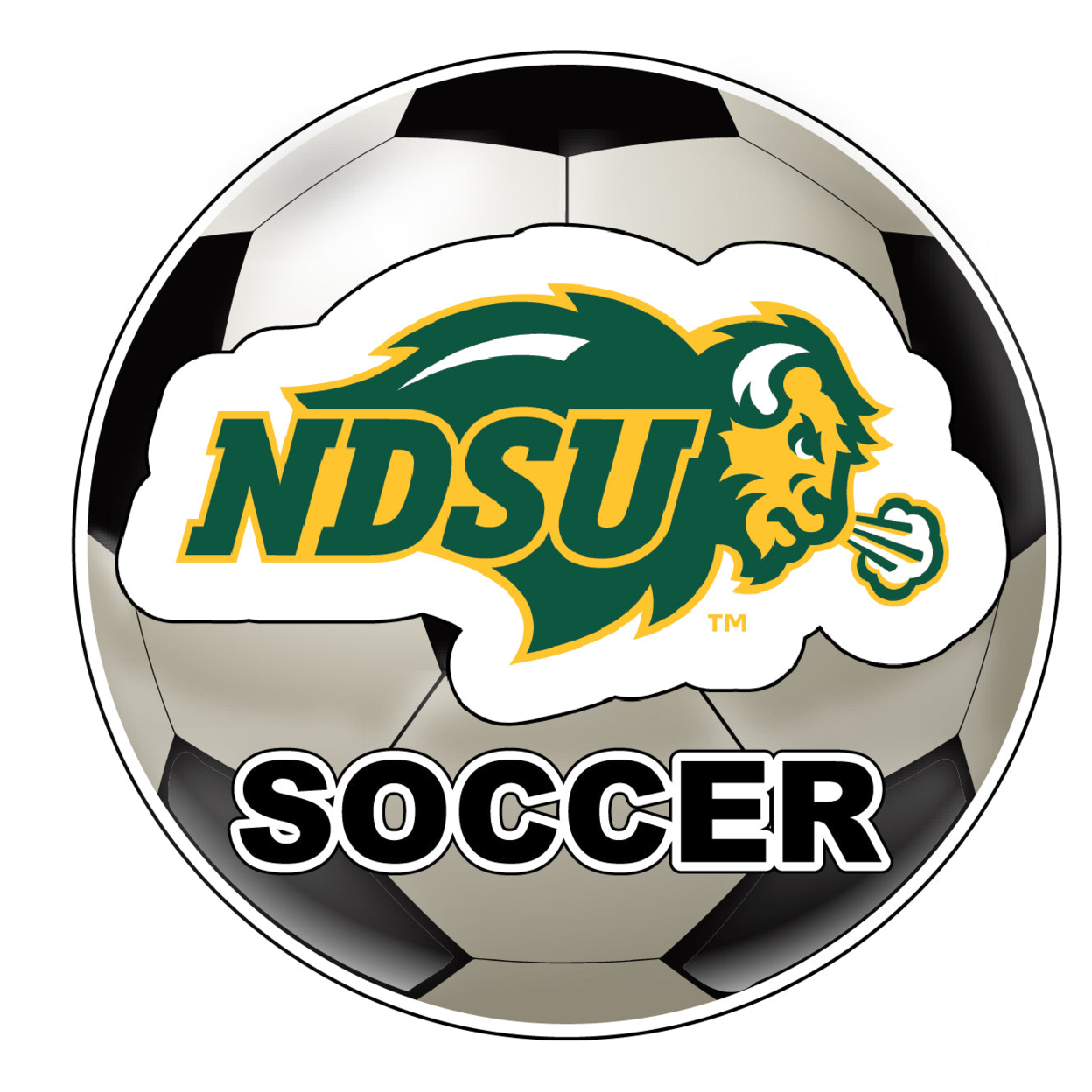 North Dakota State Bison 4-Inch Round Soccer Ball Vinyl Decal Sticker