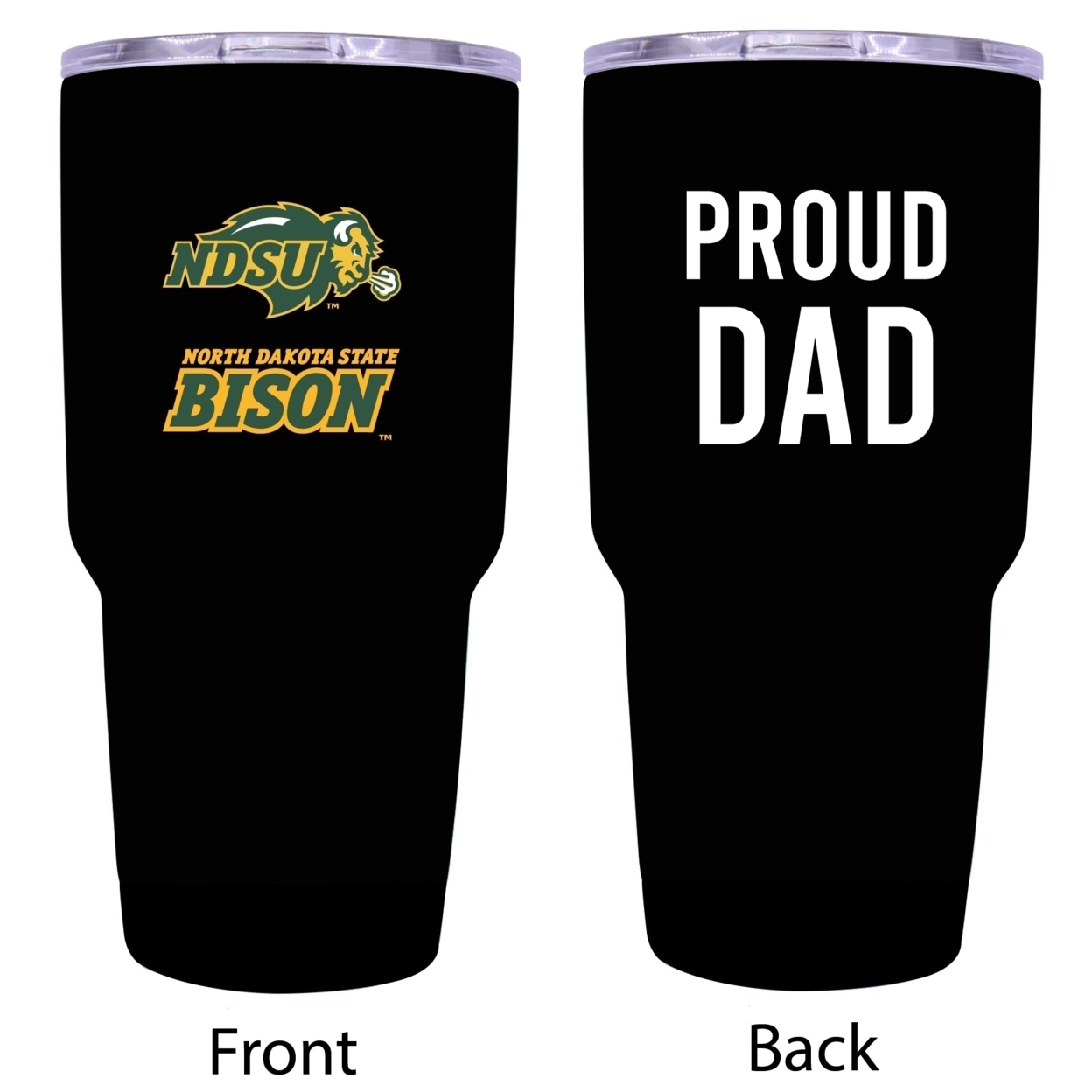 R And R Imports North Dakota State Bison Proud Dad 24 Oz Insulated Stainless Steel Tumblers Black.