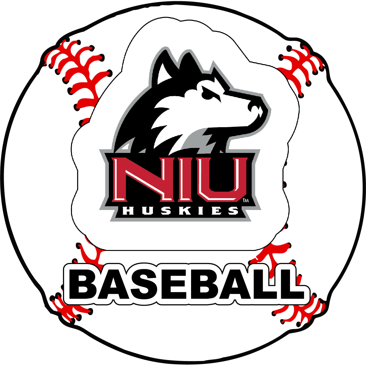 Northern Illinois Huskies 4-Inch Round Baseball Vinyl Decal Sticker