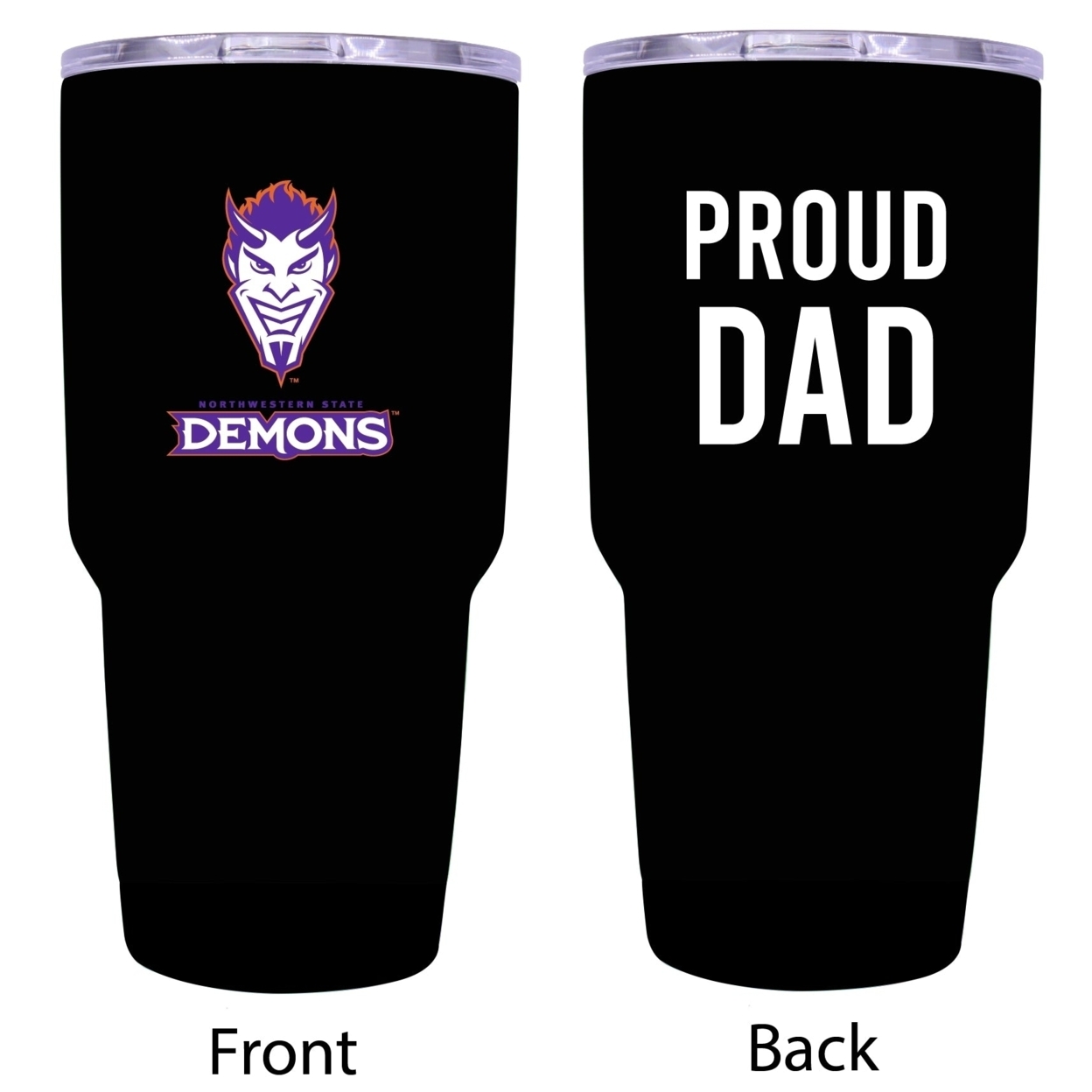 R And R Imports Northwestern State Demons Proud Dad 24 Oz Insulated Stainless Steel Tumblers Black.