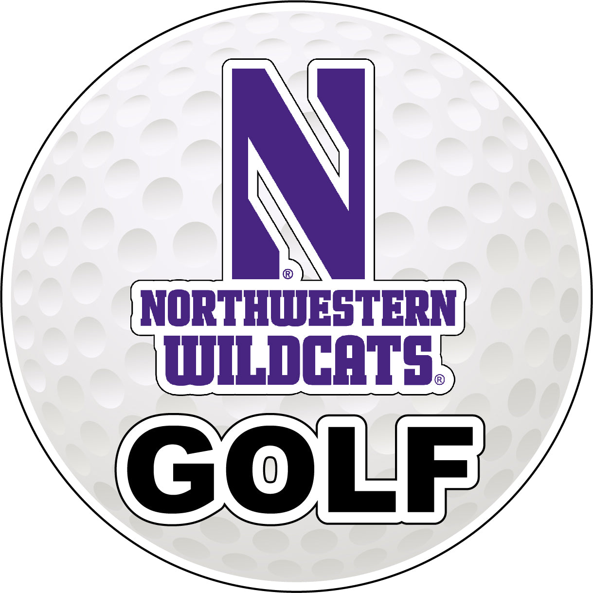 Northwestern University Wildcats 4-Inch Round Golf Ball Vinyl Decal Sticker