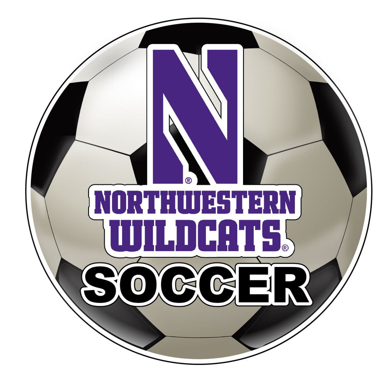 Northwestern University Wildcats 4-Inch Round Soccer Ball Vinyl Decal Sticker