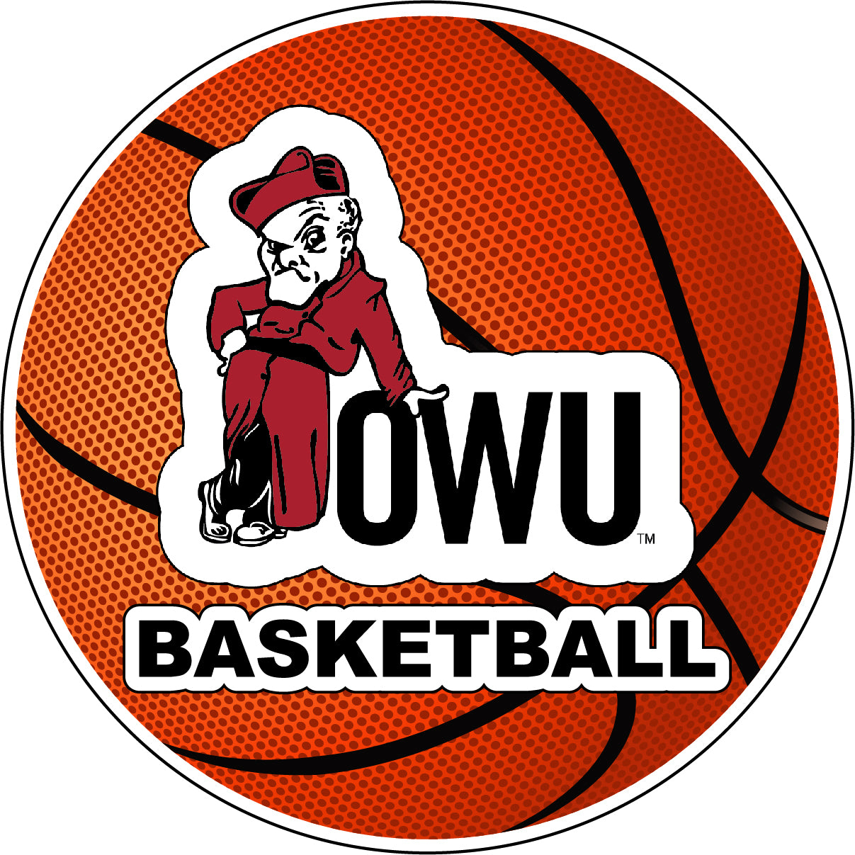 Ohio Wesleyan University 4-Inch Round Basketball Vinyl Decal Sticker