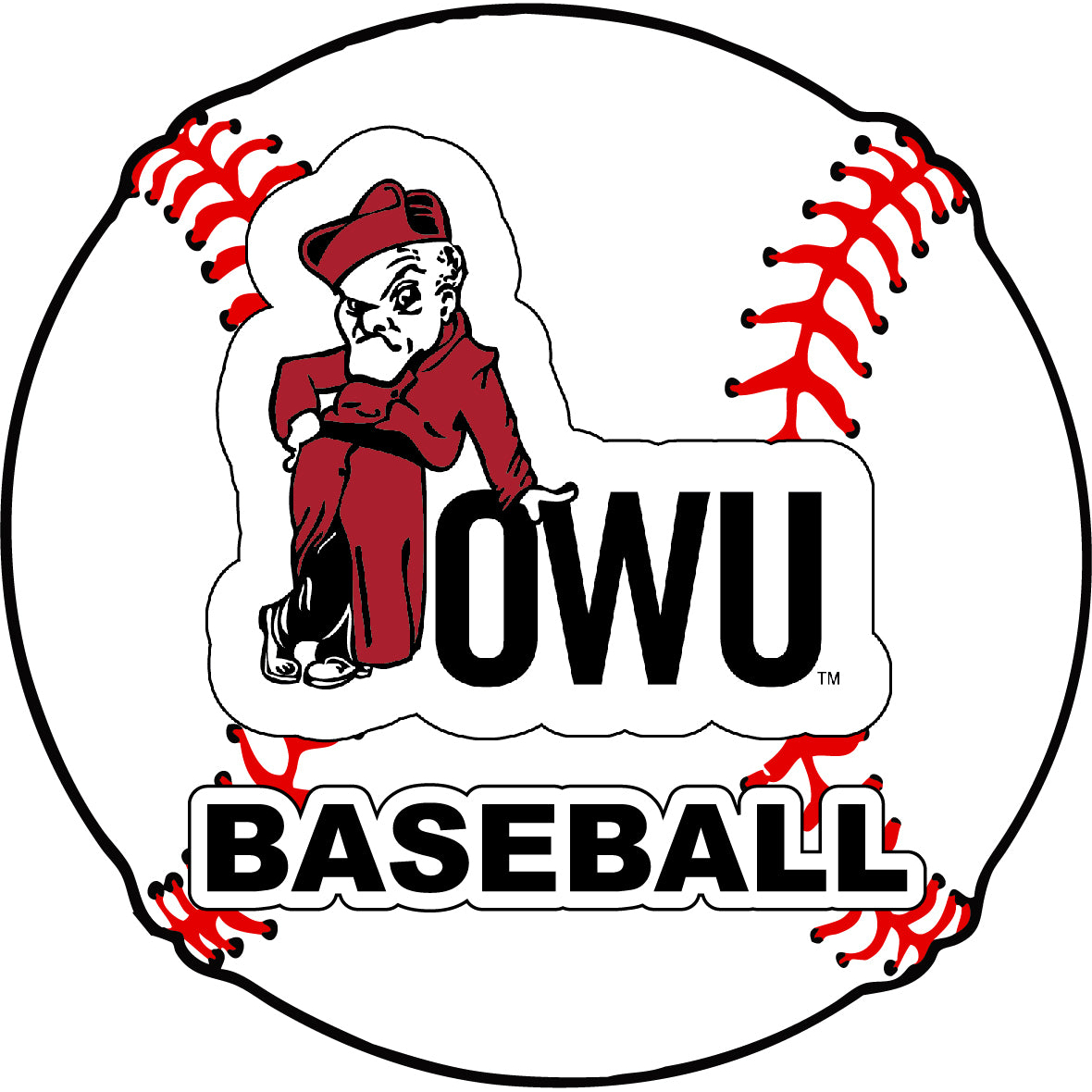 Ohio Wesleyan University 4-Inch Round Baseball Vinyl Decal Sticker