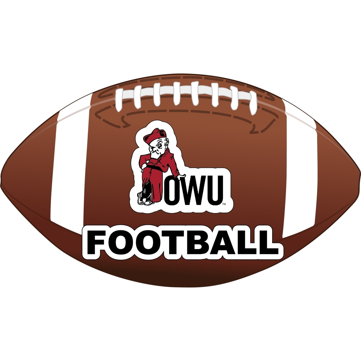 Ohio Wesleyan University 4-Inch Round Football Vinyl Decal Sticker