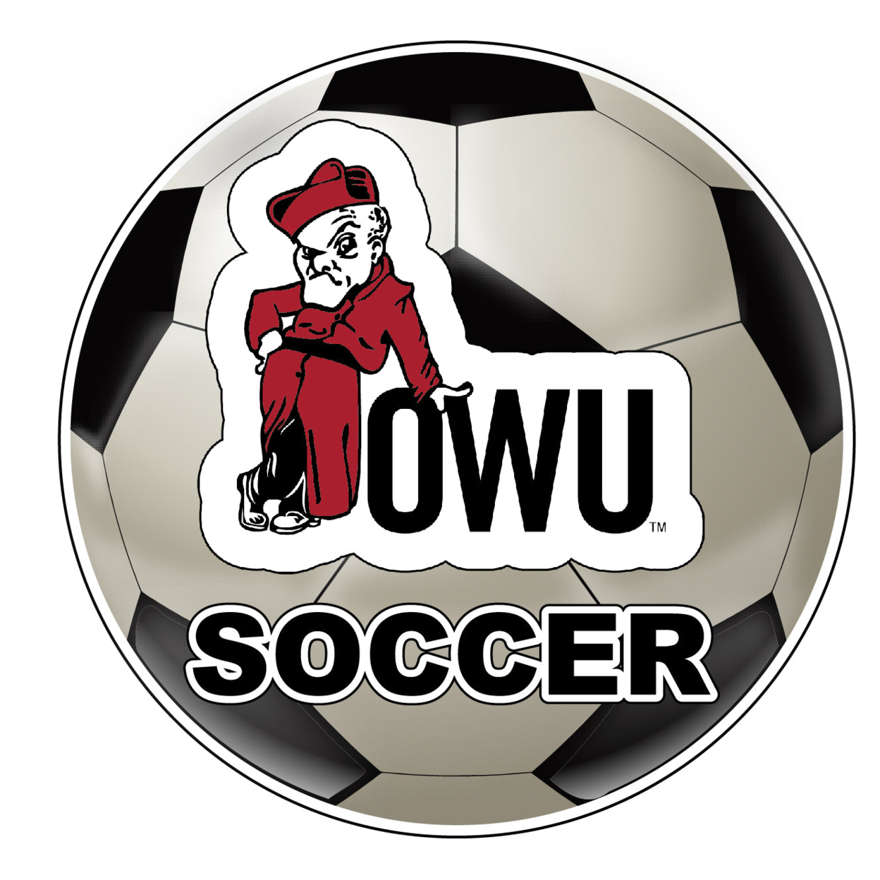 Ohio Wesleyan University 4-Inch Round Soccer Ball Vinyl Decal Sticker