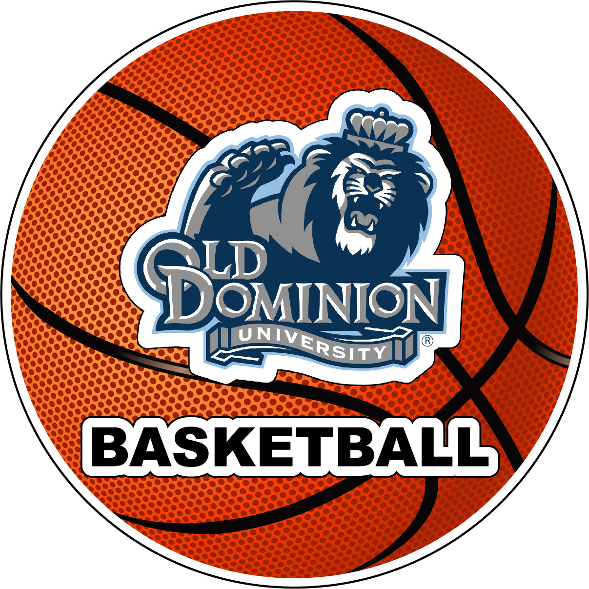 Old Dominion Monarchs 4-Inch Round Basketball Vinyl Decal Sticker