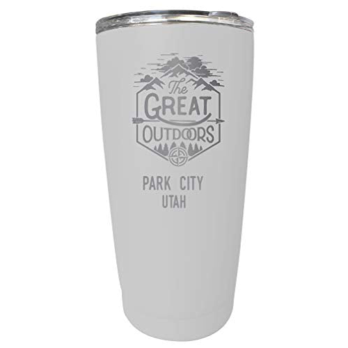 R And R Imports Park City Utah Etched 16 Oz Stainless Steel Insulated Tumbler Outdoor Adventure Design White White.