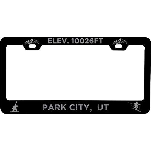R And R Imports Park City Utah Etched Metal License Plate Frame Black