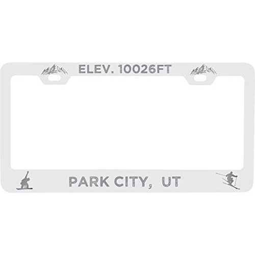 R And R Imports Park City Utah Etched Metal License Plate Frame White