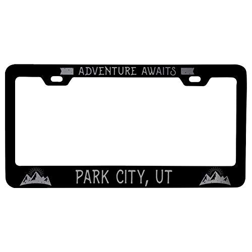 R And R Imports Park City Utah Laser Etched Vanity Black Metal License Plate Frame