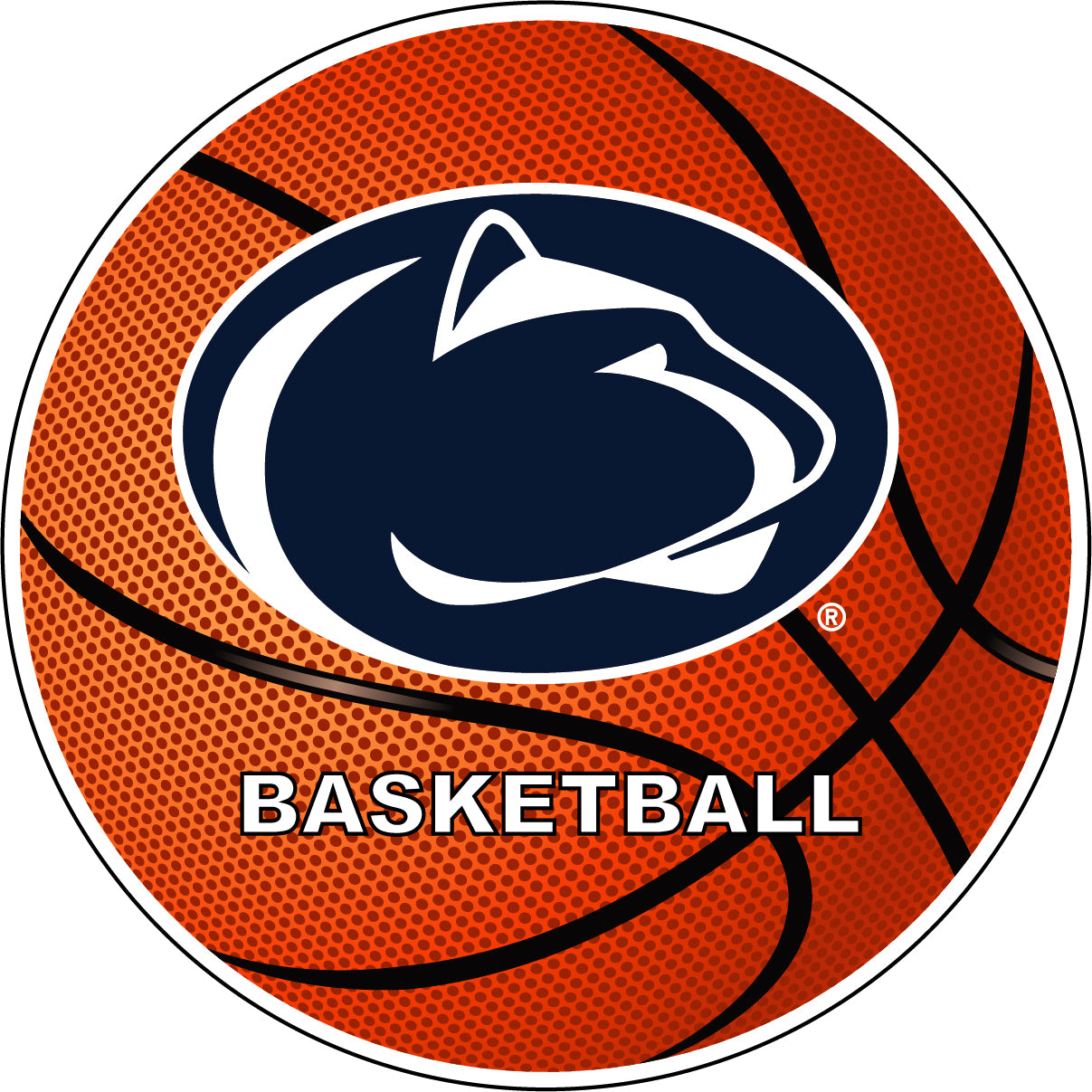Penn State Nittany Lions 4-Inch Round Basketball Vinyl Decal Sticker