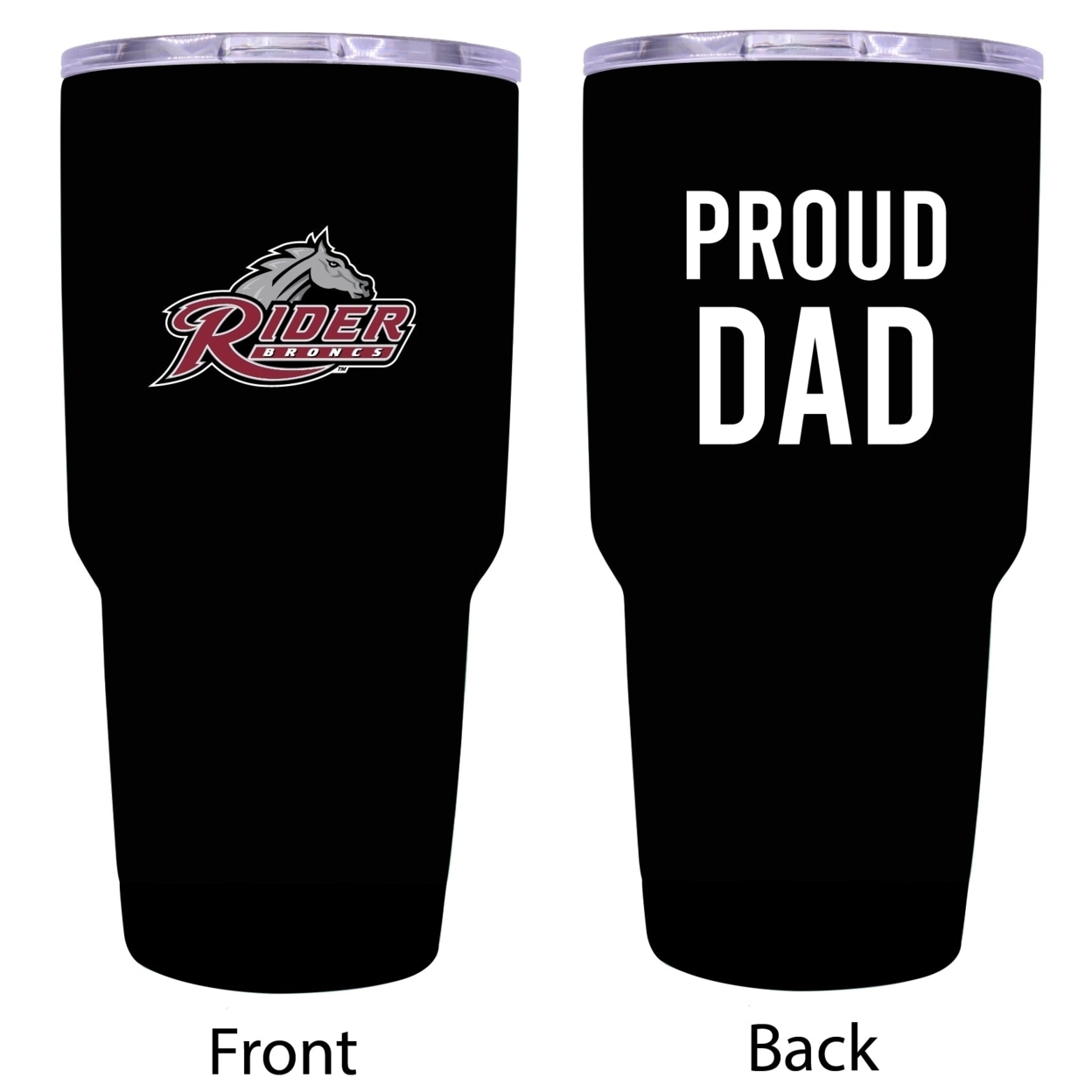 R And R Imports Rider University Broncs Proud Dad 24 Oz Insulated Stainless Steel Tumblers Black.