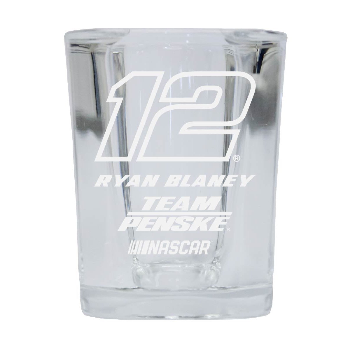 R And R Imports Ryan Blaney NASCAR #12 Etched Square Shot Glass 4-Pack