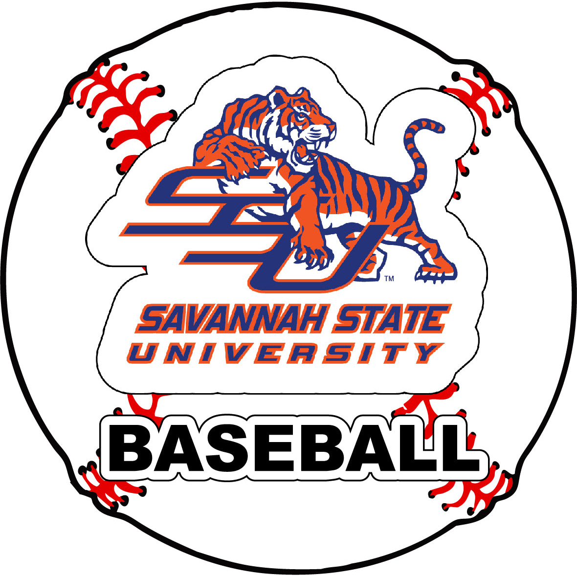 Savannah State University 4-Inch Round Baseball Vinyl Decal Sticker