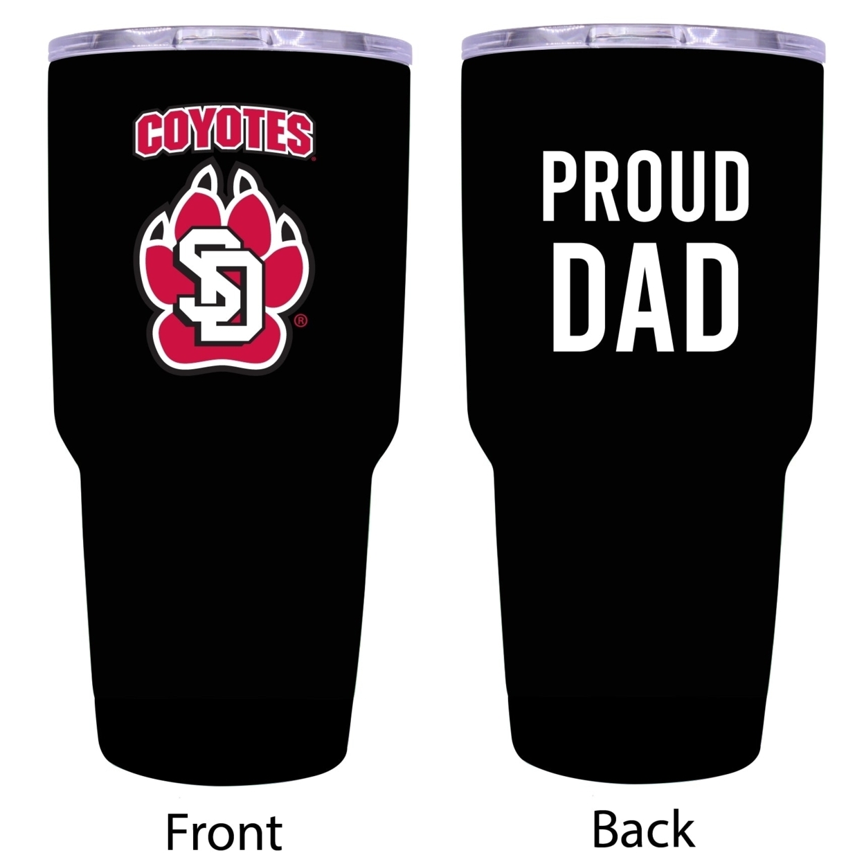 R And R Imports South Dakota Coyotes Proud Dad 24 Oz Insulated Stainless Steel Tumblers Black.