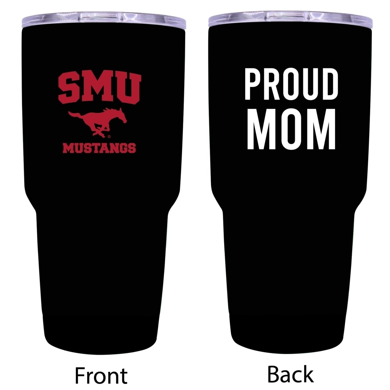 R And R Imports Southern Methodist University Proud Mom 24 Oz Insulated Stainless Steel Tumblers Black.