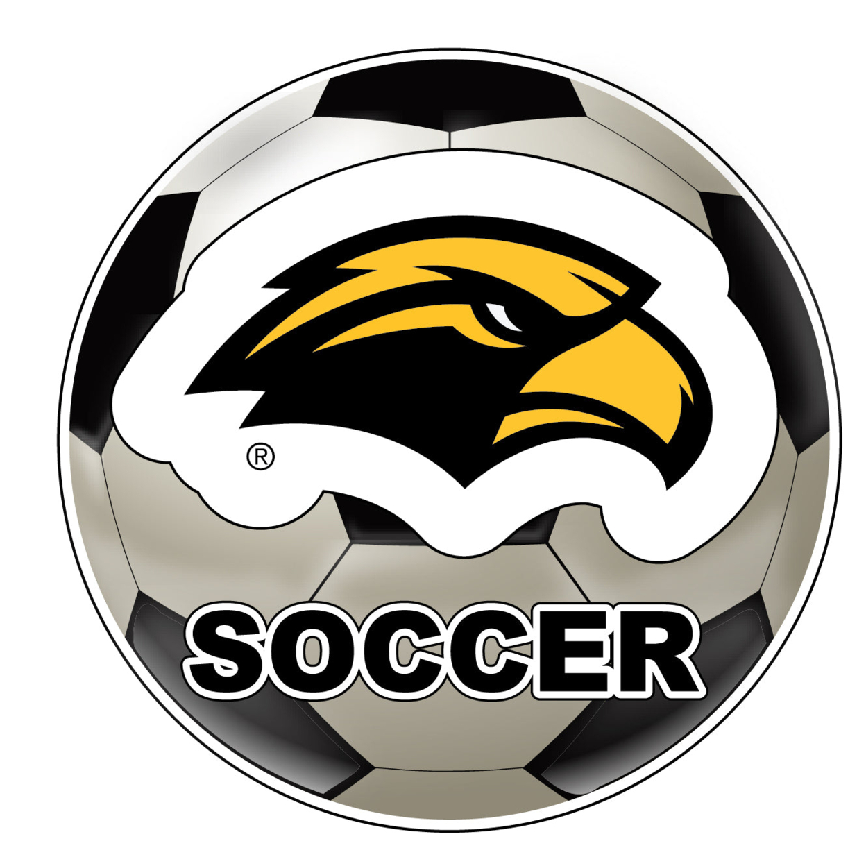 Southern Mississippi Golden Eagles 4-Inch Round Soccer Ball Vinyl Decal Sticker