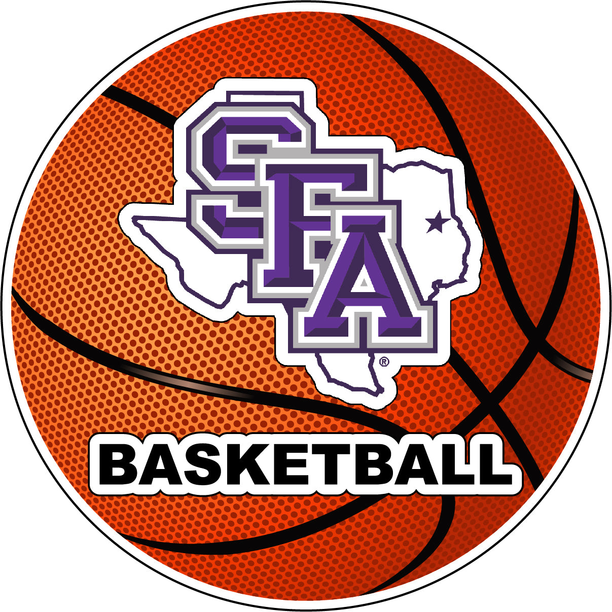 Stephen F. Austin State University 4-Inch Round Basketball Vinyl Decal Sticker