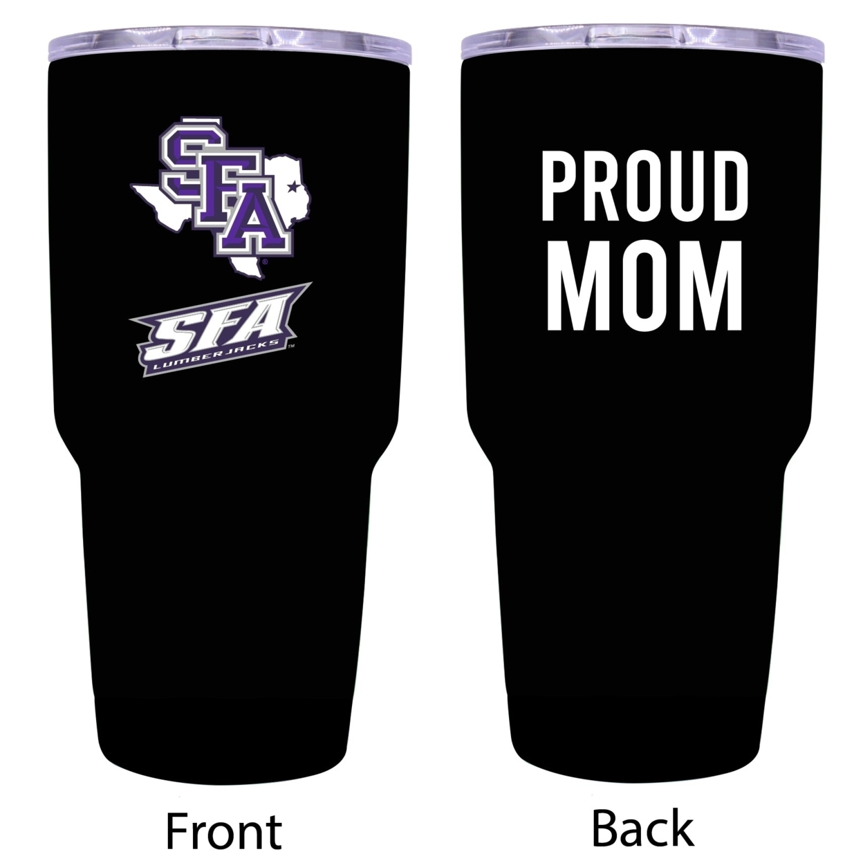 R And R Imports Stephen F. Austin State University Proud Mom 24 Oz Insulated Stainless Steel Tumblers Black.