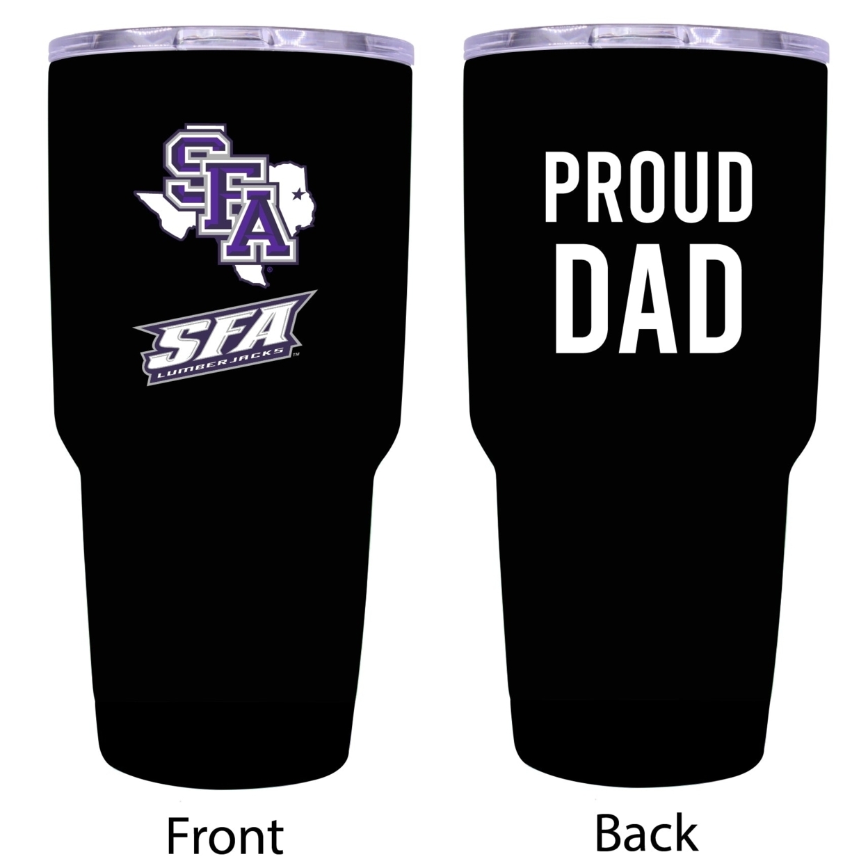R And R Imports Stephen F. Austin State University Proud Dad 24 Oz Insulated Stainless Steel Tumblers Black.